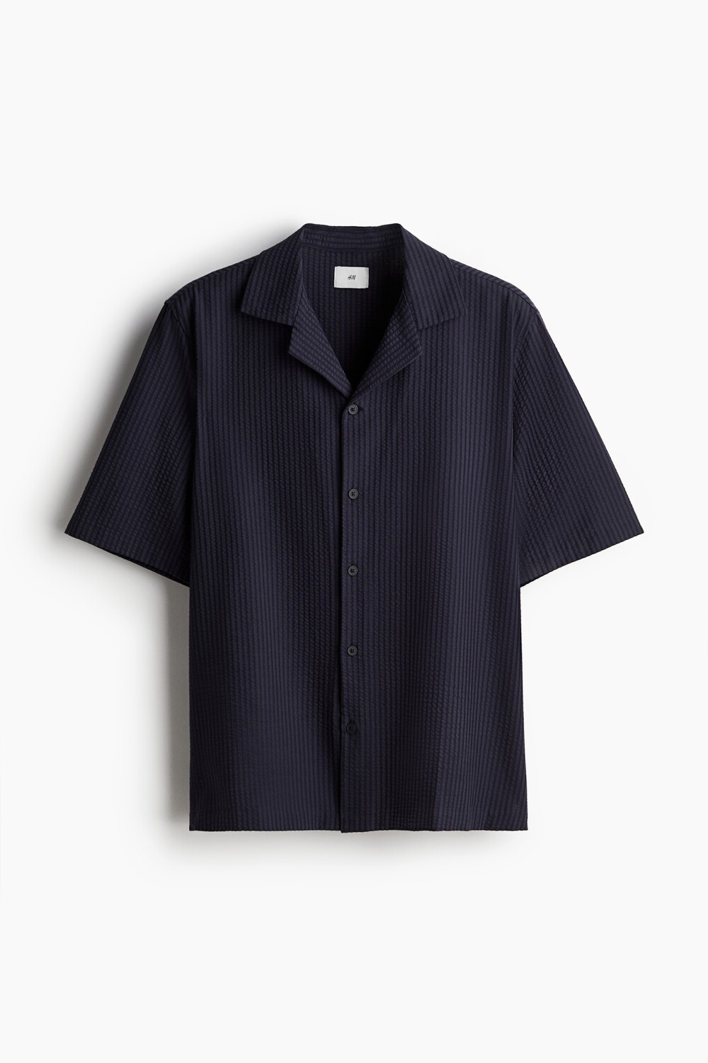 

Рубашка из сирсакера из смеси хлопка. H&M, синий