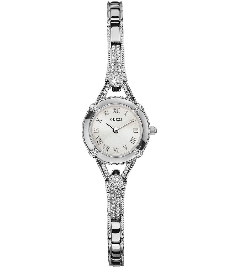 

Деловые часы Guess Petite с регулируемым браслетом и серебристыми кристаллами, серебро