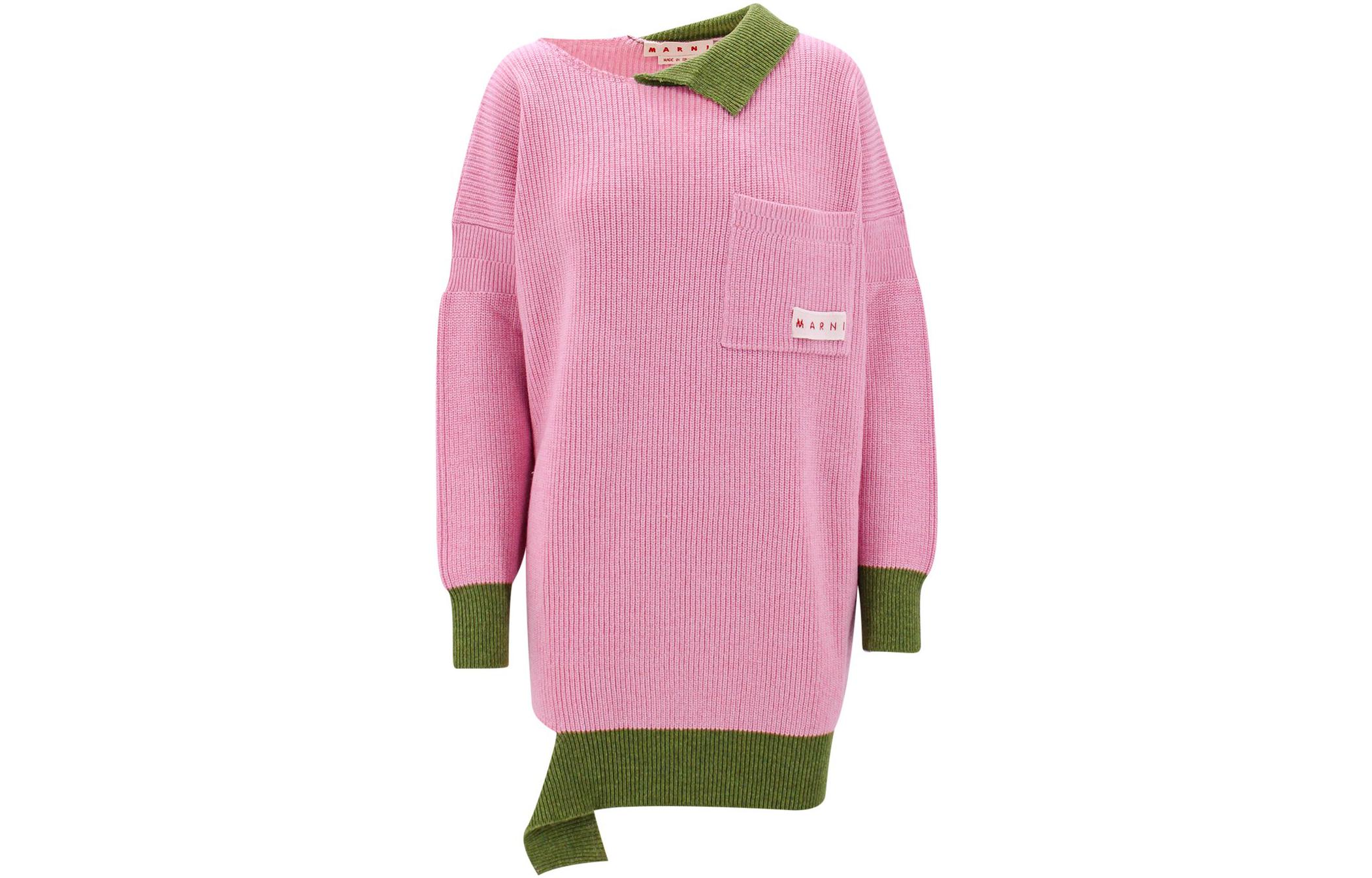 

Платье вязаное с цветными блоками и логотипом MARNI, розовый