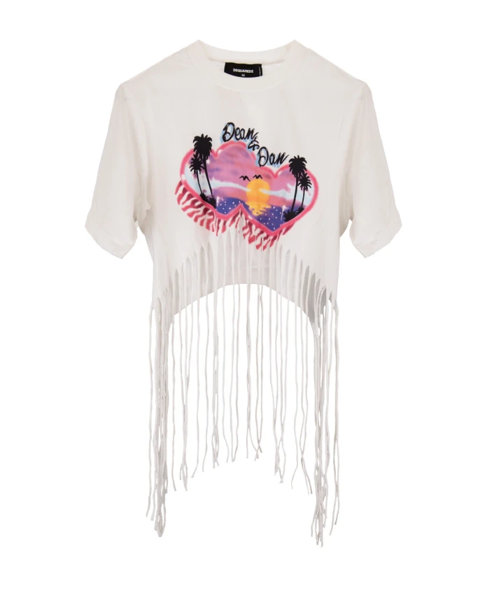 

Укороченная футболка с круглым вырезом Dsquared2, белый