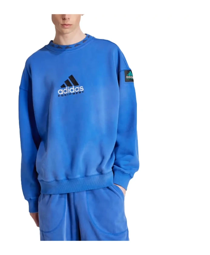 

Выстиранная толстовка в стиле ретро синего цвета с круглым вырезом Adidas, синий