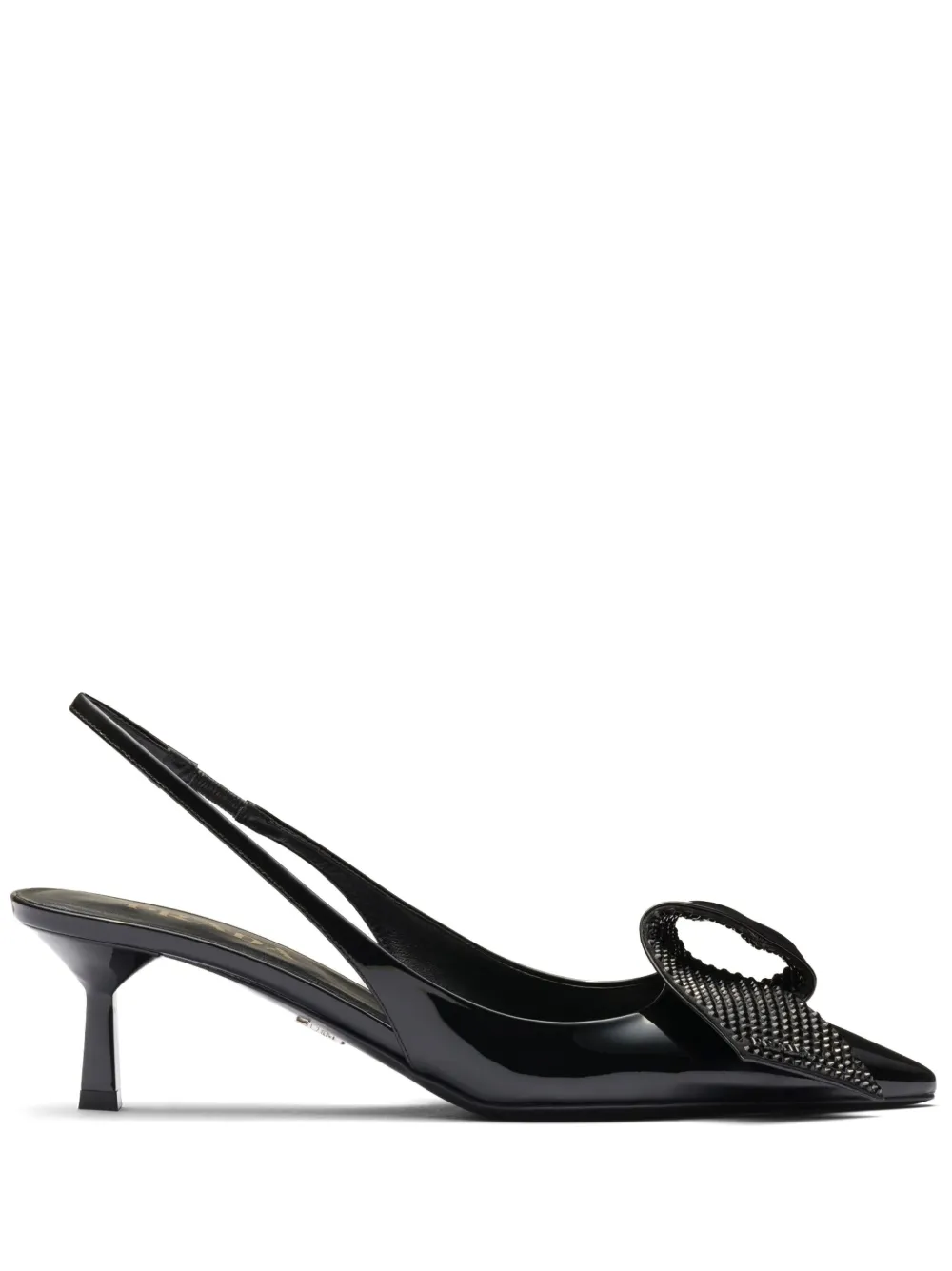 Лакированные туфли с аппликацией Prada, черный
