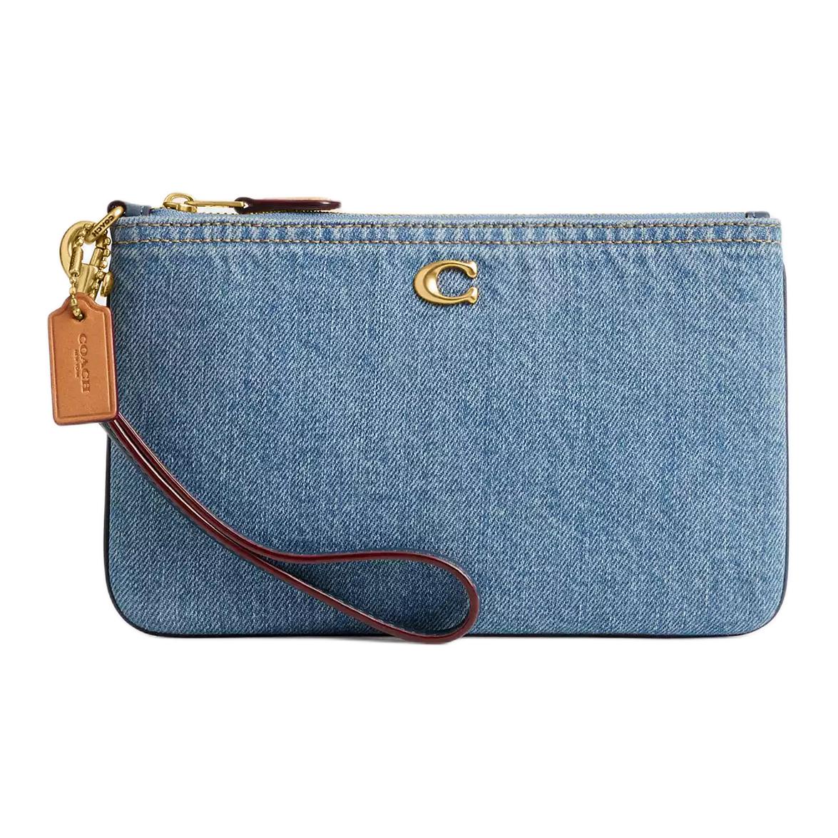 

Кошелек-браслет из денима небольшого размера для женщин цвета индиго COACH