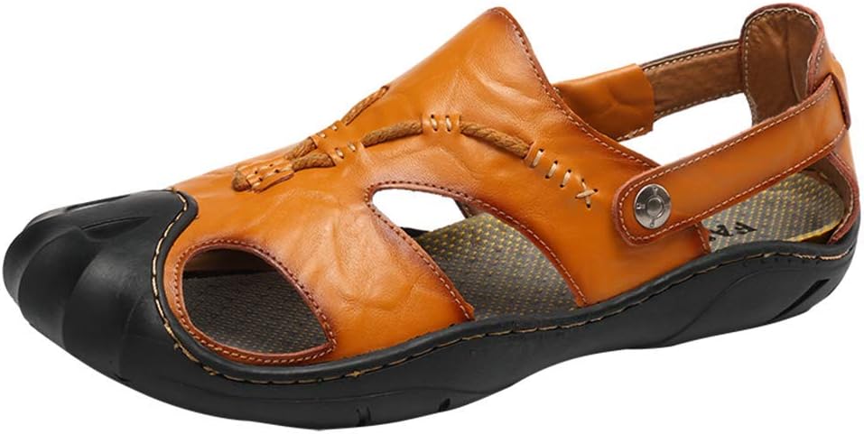 

Мужские сандалии ChicWind с закрытым носком из кожи, рыбацкого типа, для летнего похода, коричневый