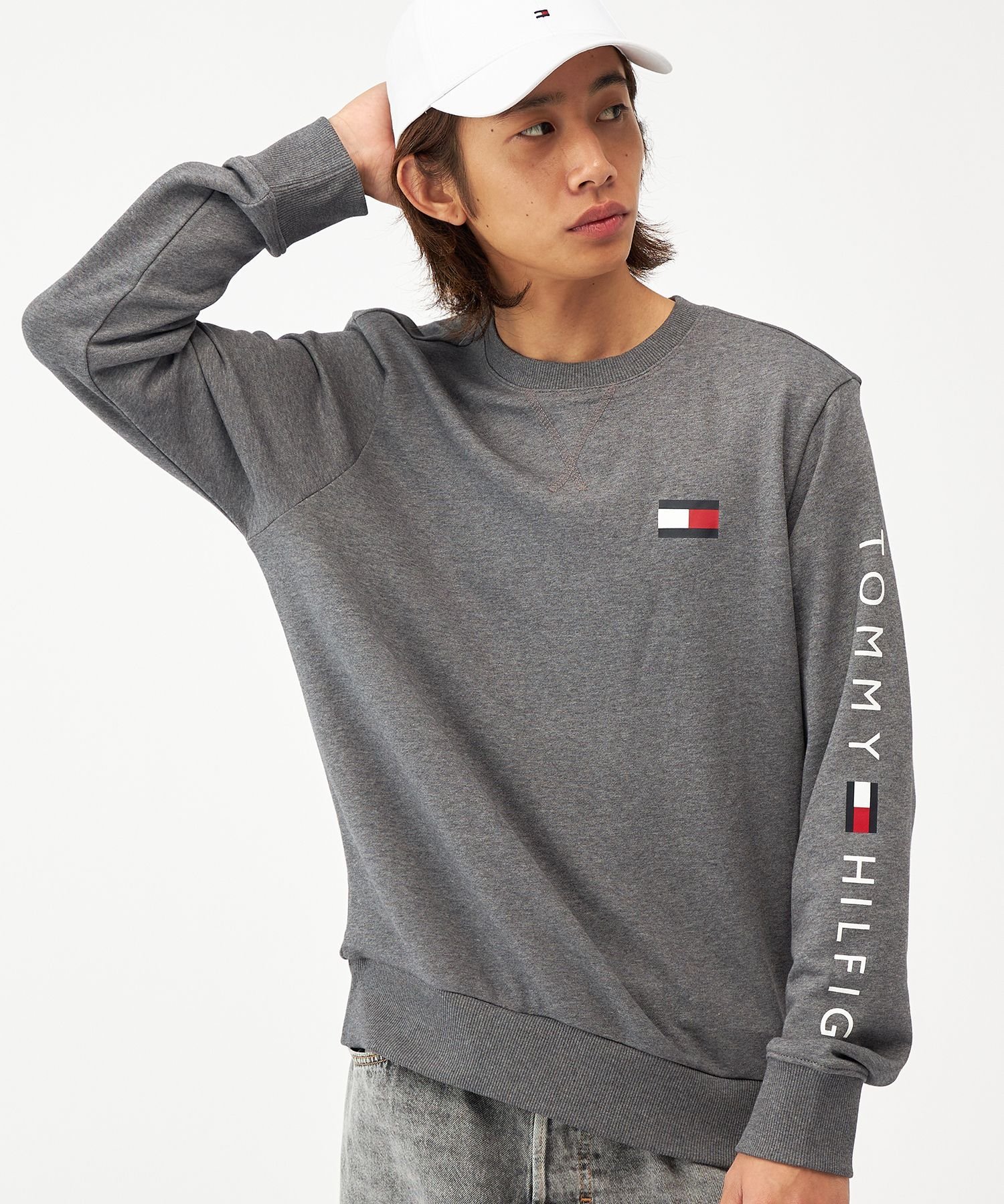 Толстовка с длинными рукавами из французской махровой ткани с логотипом TOMMY HILFIGER, Black PU2