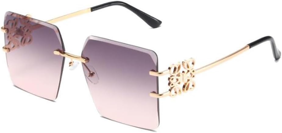 

Солнцезащитные очки с китайским узлом, многоугольные безрамочные солнцезащитные очки, модные цветные линзы, защита от ультрафиолета UV400 Weloveushop, Gold Frame Upper Gray Lower Powder