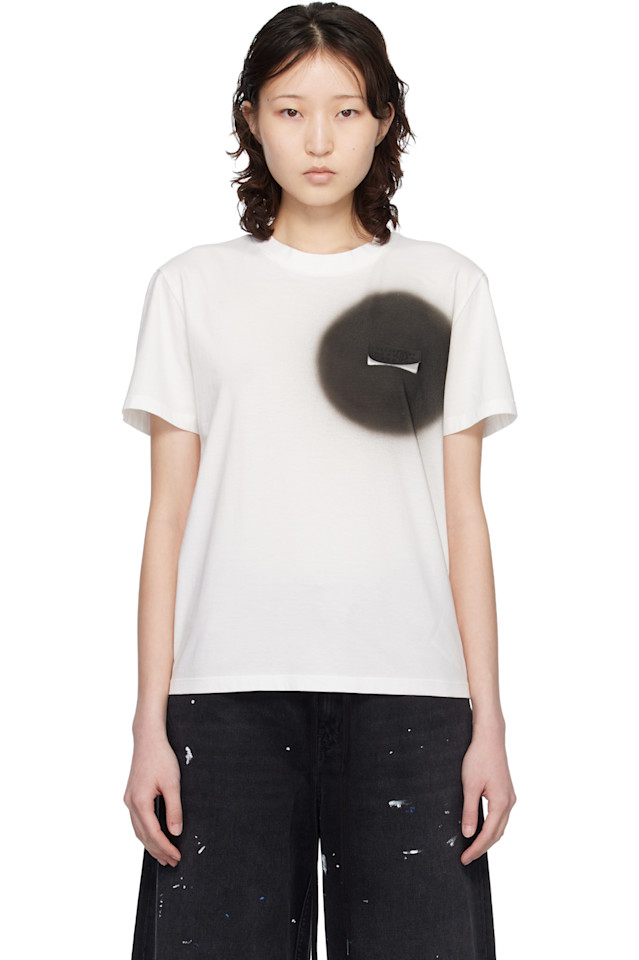 

Mm6 Maison Margiela Футболка Off-White с изображением аэрозольной краски
