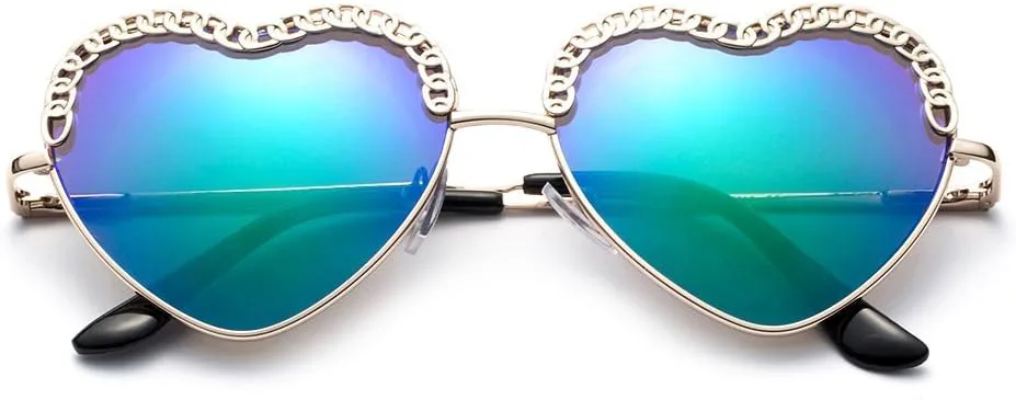

Newbee Fashion - "Corazon" — уникальные легкие солнцезащитные очки с пружинными шарнирами и дизайном в форме сердца Newbee Fashion Sunglasses, Silver/Blue