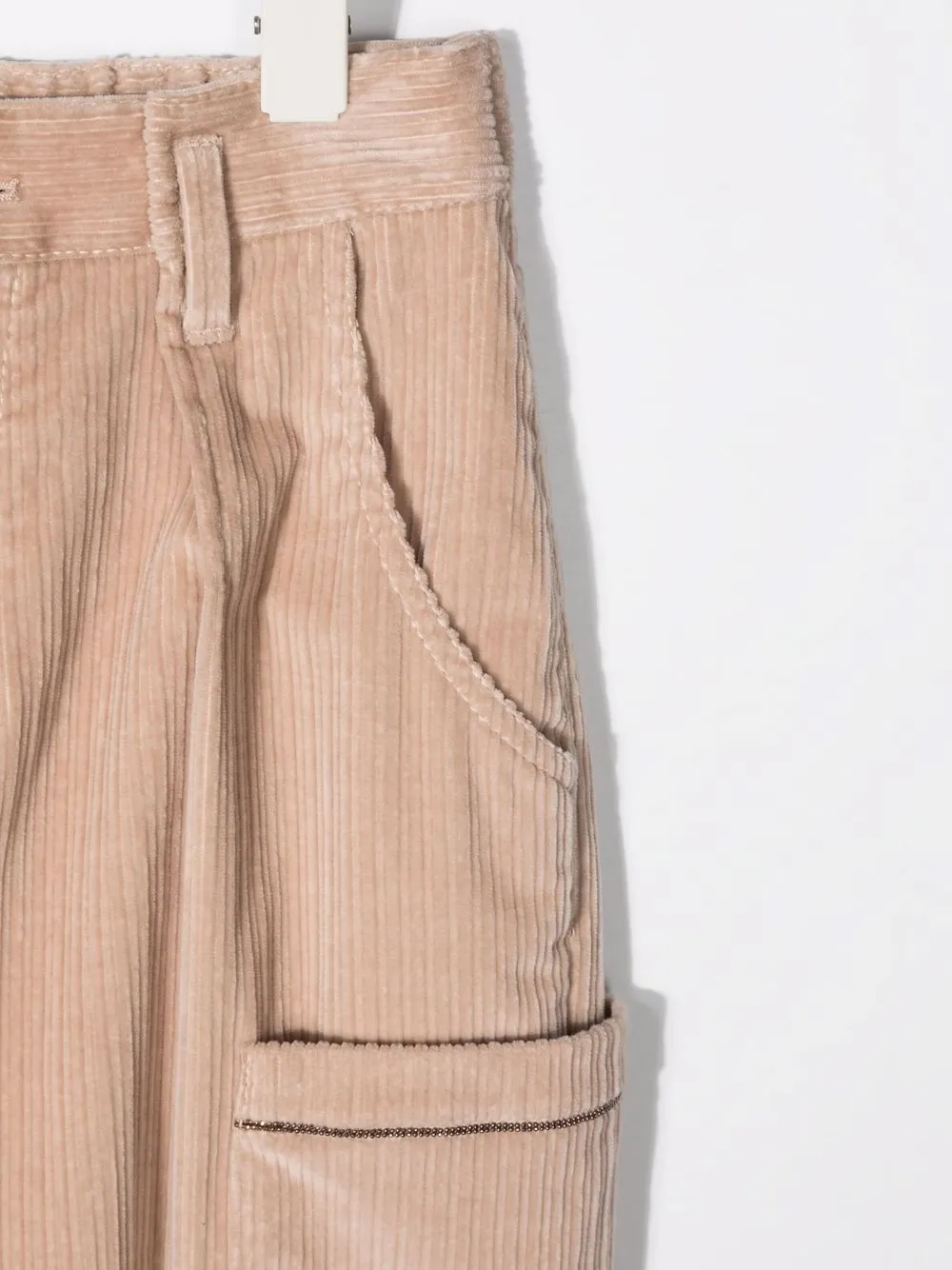 Вельветовые брюки широкого кроя Brunello Cucinelli Kids, коричневый — фото 3