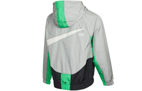 Куртка Nike Sportswear Swoosh Contrasting Colors Large Logo hooded Woven Jacket Gray, серый — фото 2