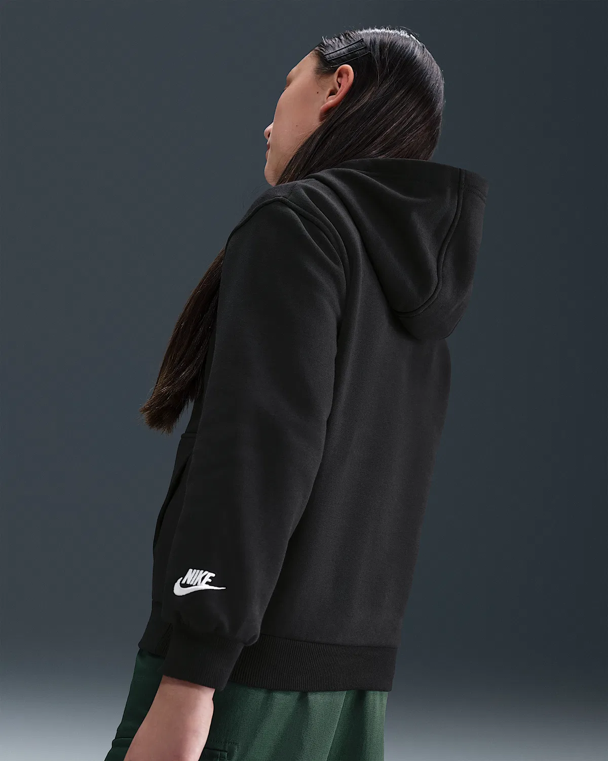 Детская худи Nike Sportswear Club Fleece, Black/White — фото 4