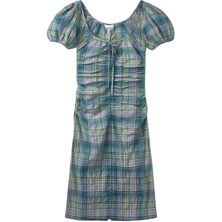 

GANNI Женское платье с короткими рукавами Aqua Green