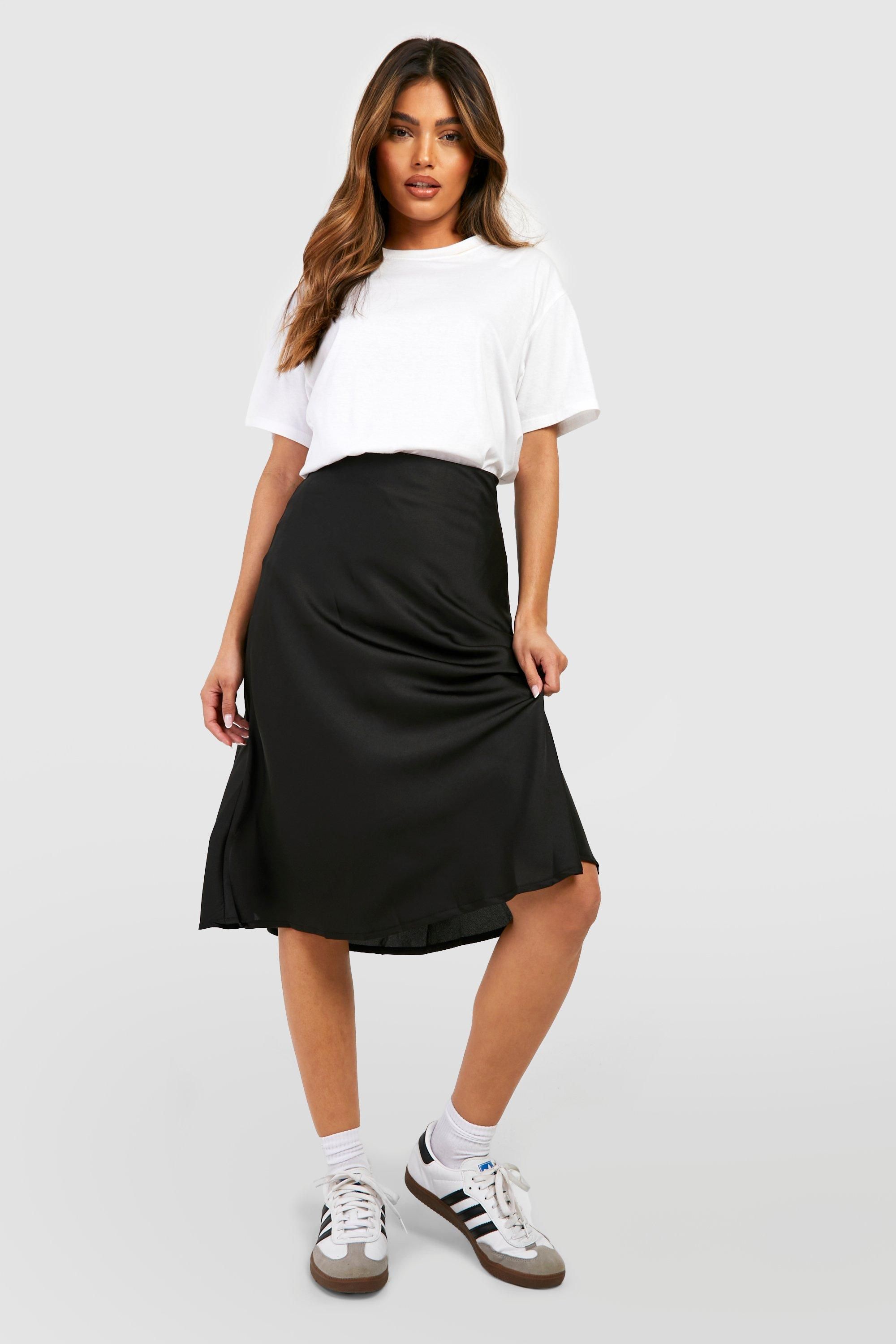 

Юбка-комбинация атласная Boohoo с косой окантовкой, черный