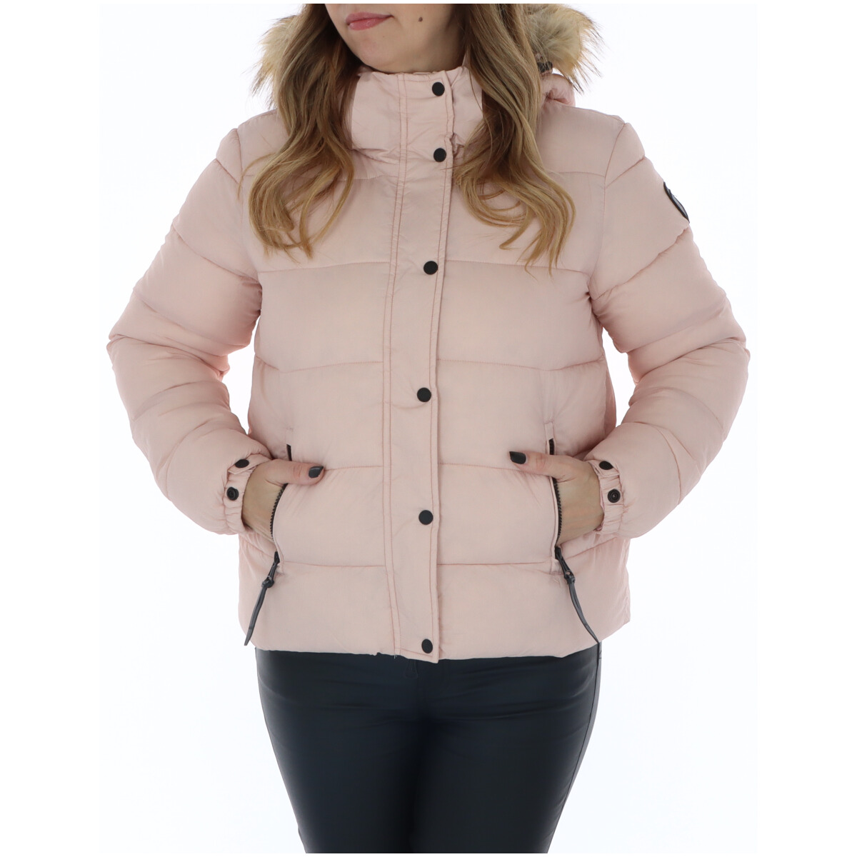 

Куртка Superdry с меховым капюшоном, розовый