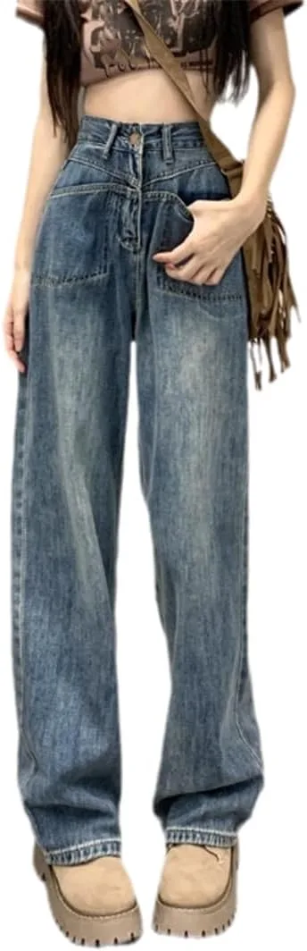 

Винтажные джинсы женские High Waist Straight Leg