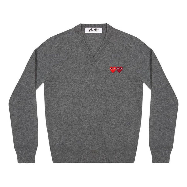 

Свитер v-neck pullover double emblem 'grey' Comme Des Garcons Play, серый