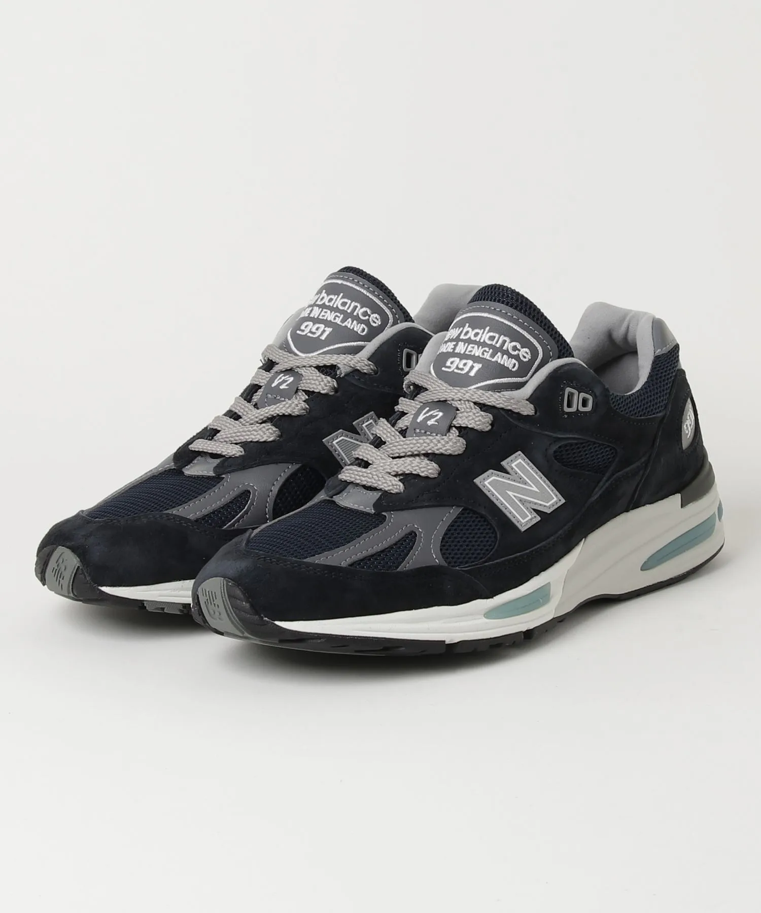 Мужские кроссовки из натуральной кожи New Balance U991 NV2 синие — фото 2