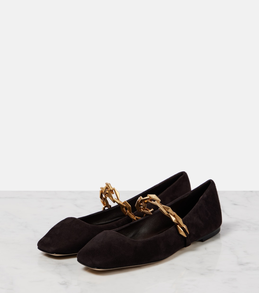 Туфли-лодочки Mary Jane из замши Diamond Tilda Jimmy Choo, кофе — фото 4
