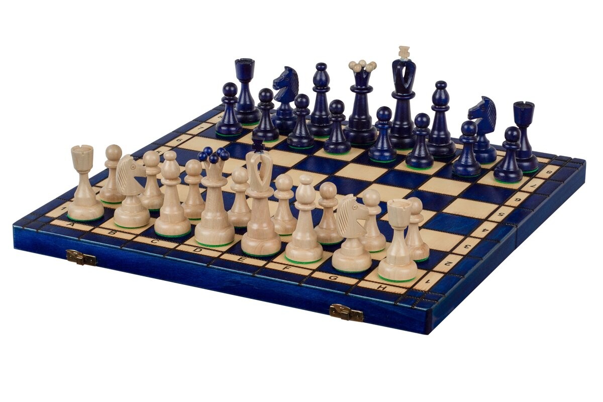 

ДЕРЕВЯННЫЕ ШАХМАТЫ (42 x 42 см) СИНИЕ Sunrise Chess & Games