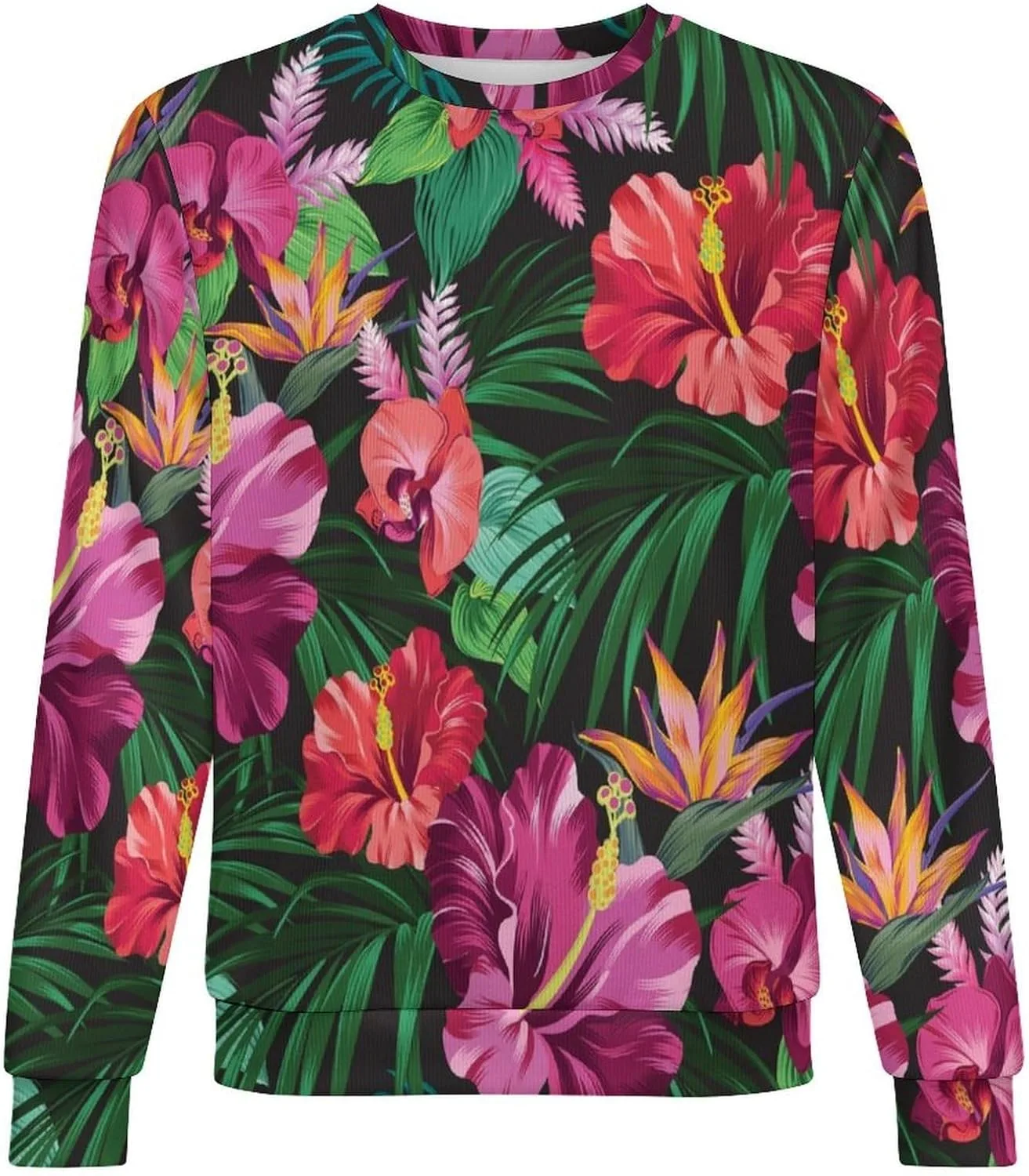 Свитер с принтом тропических листьев, мужской, Crewneck, вязаный, с длинными рукавами — фото 4