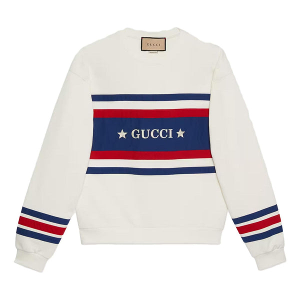 

Свитер cotton jersey sweatshirt with embroidery 'off white' Gucci, белый