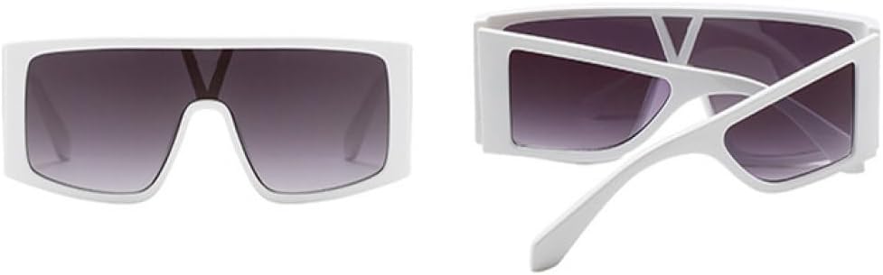 

Крупные цельные солнцезащитные очки для женщин и мужчин в стиле панк, квадратные очки, винтажные мужские очки в большой оправе, очки с защитой от УФ-излучения UV400 DSXLY, White Gray.