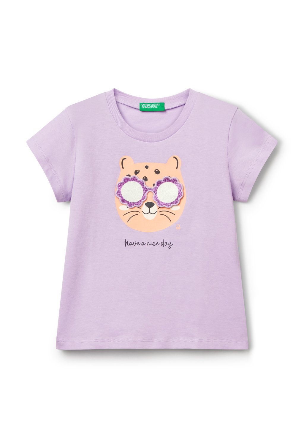 

Футболка с принтом WITH AND APPLICATION United Colors of Benetton, сиреневый