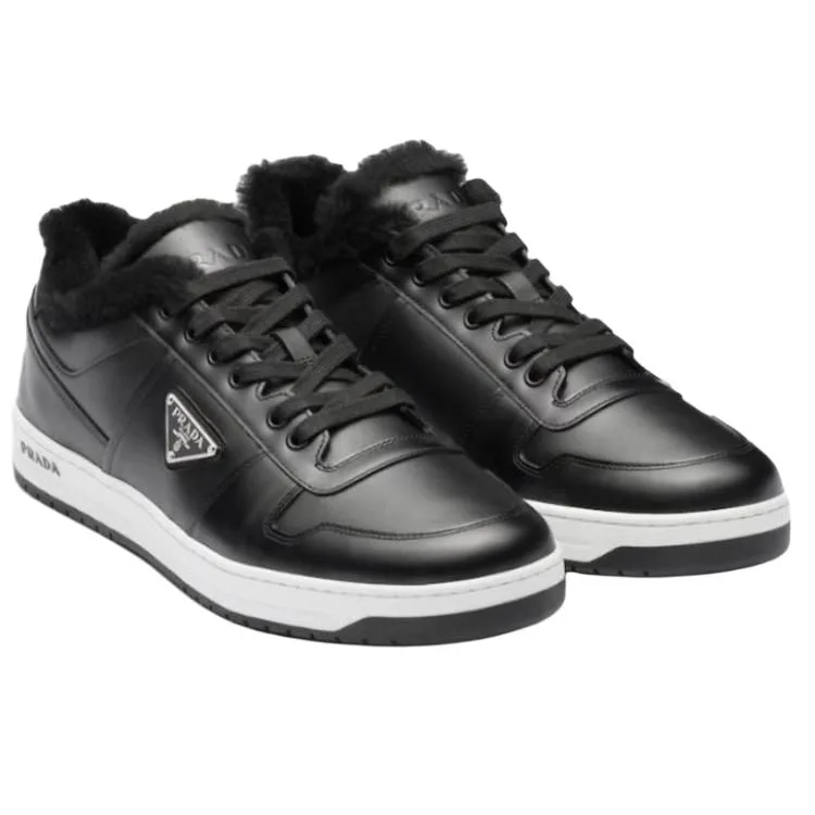 PRADA Кроссовки Downtown Leather Low top Skateboard мужские черные — фото 4
