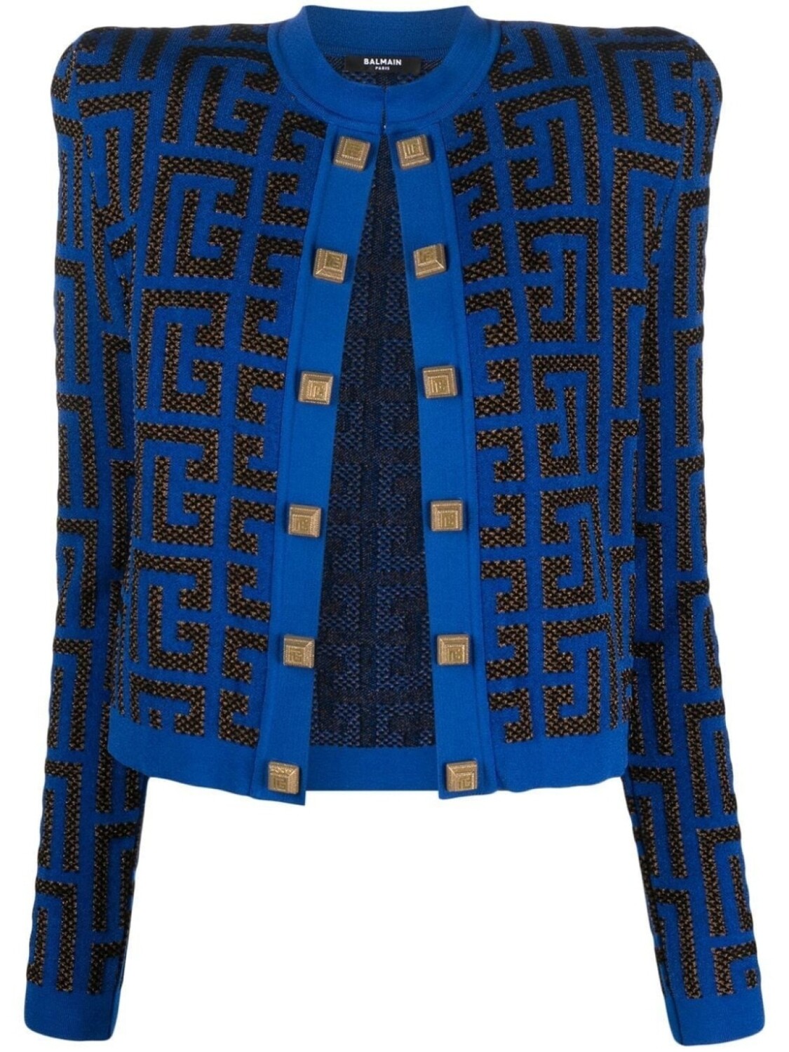 

Balmain укороченный жакет с монограммой, синий