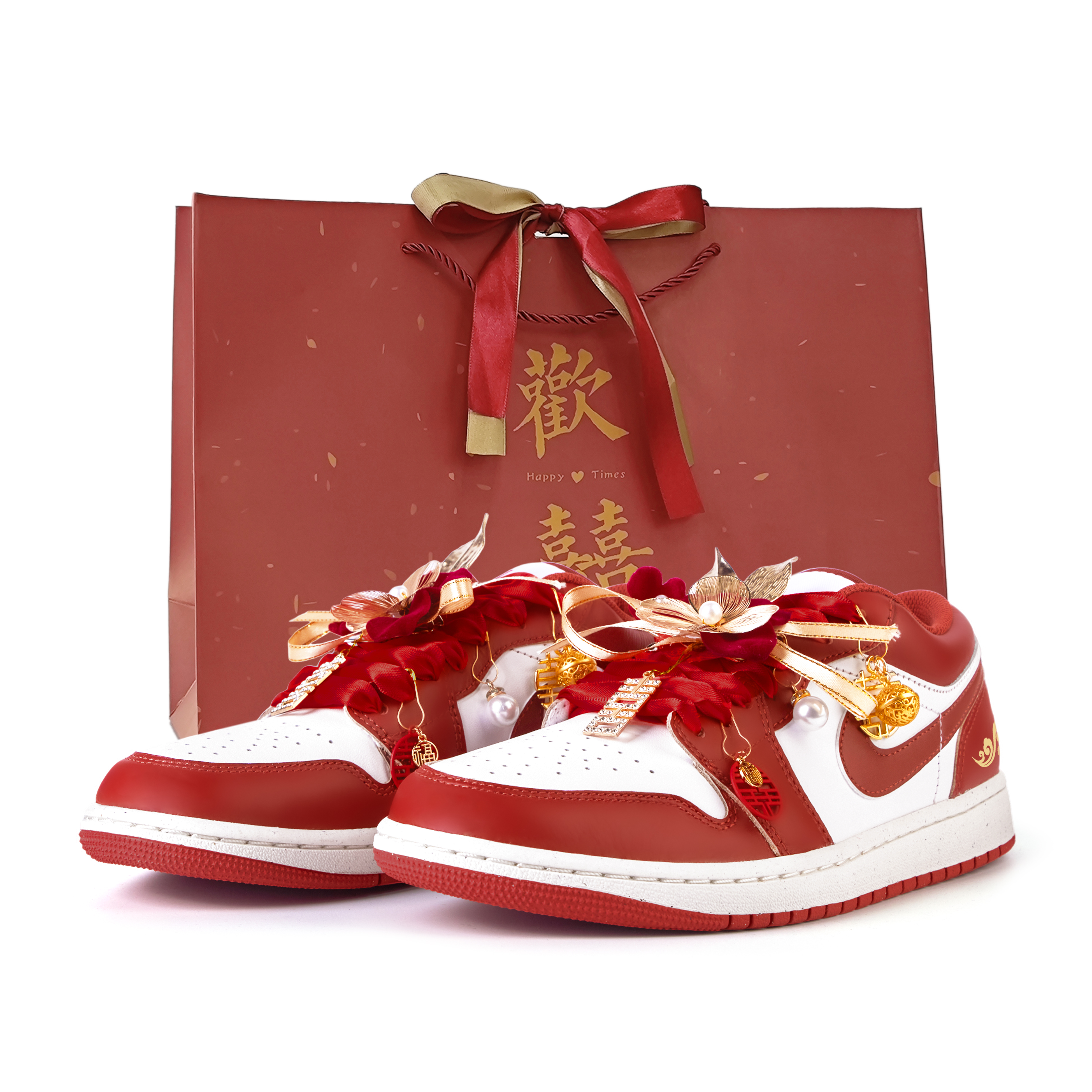 

Jordan Баскетбольные кроссовки Air 1 Love Overflow с антискользящим покрытием, износостойкие, низкие, винтажные, мужские, белые, красные