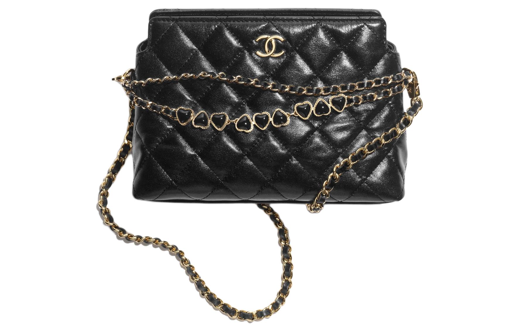 

CHANEL Яркий кожаный клатч с эффектом крепированной кожи на одно плечо женский черный