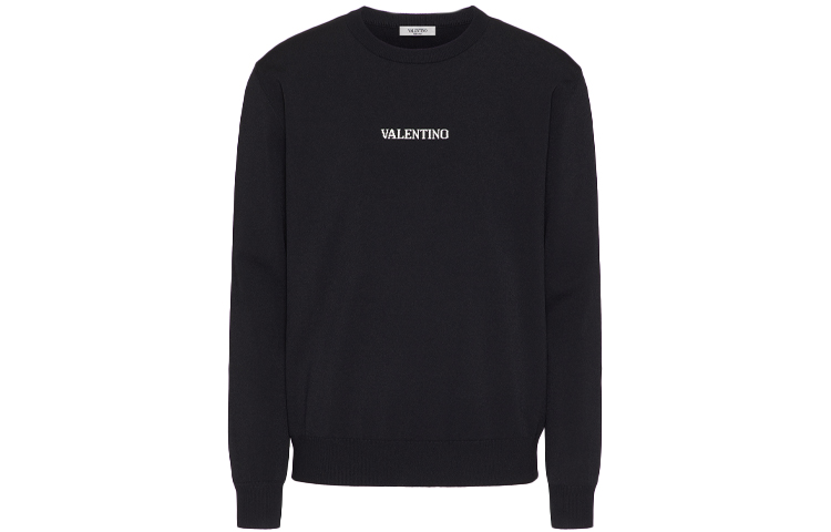 Джемпер с длинным рукавом и жаккардовым логотипом Valentino, черный — фото 2