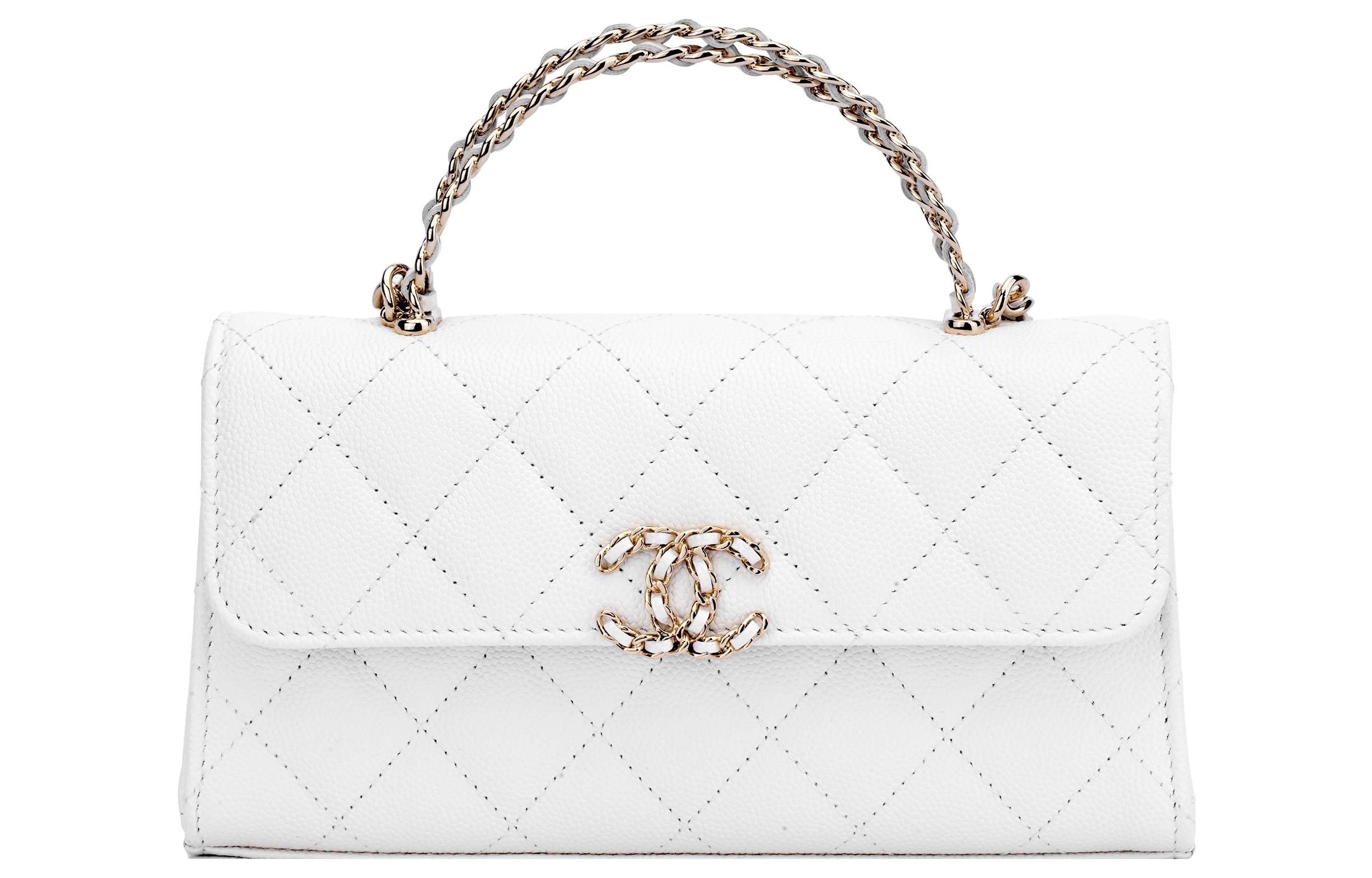 

CHANEL Сумка через плечо из зернистой кожи крупного рогатого скота белая большая женская