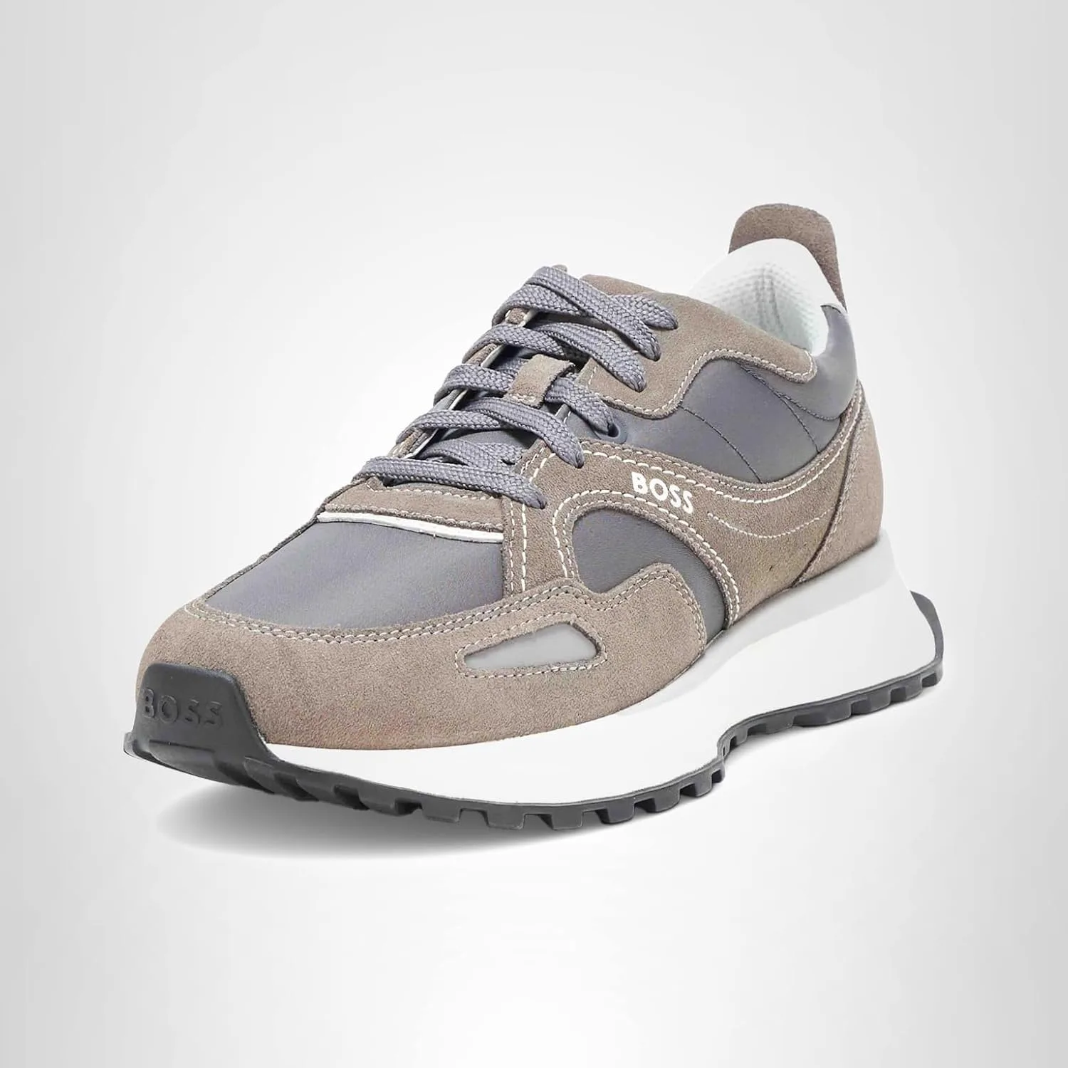 

Мужские кроссовки BOSS с боковым логотипом из замши и нейлона в спортивном стиле