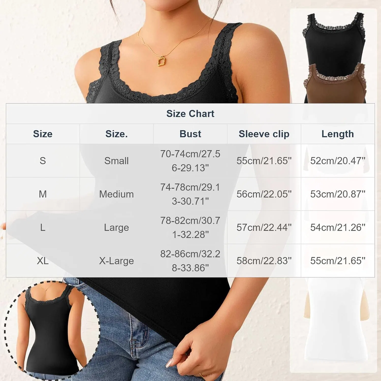 Женский топ на бретелях Ribbed Fitted Lace Trim Sleeveless Tank Top, White — фото 3