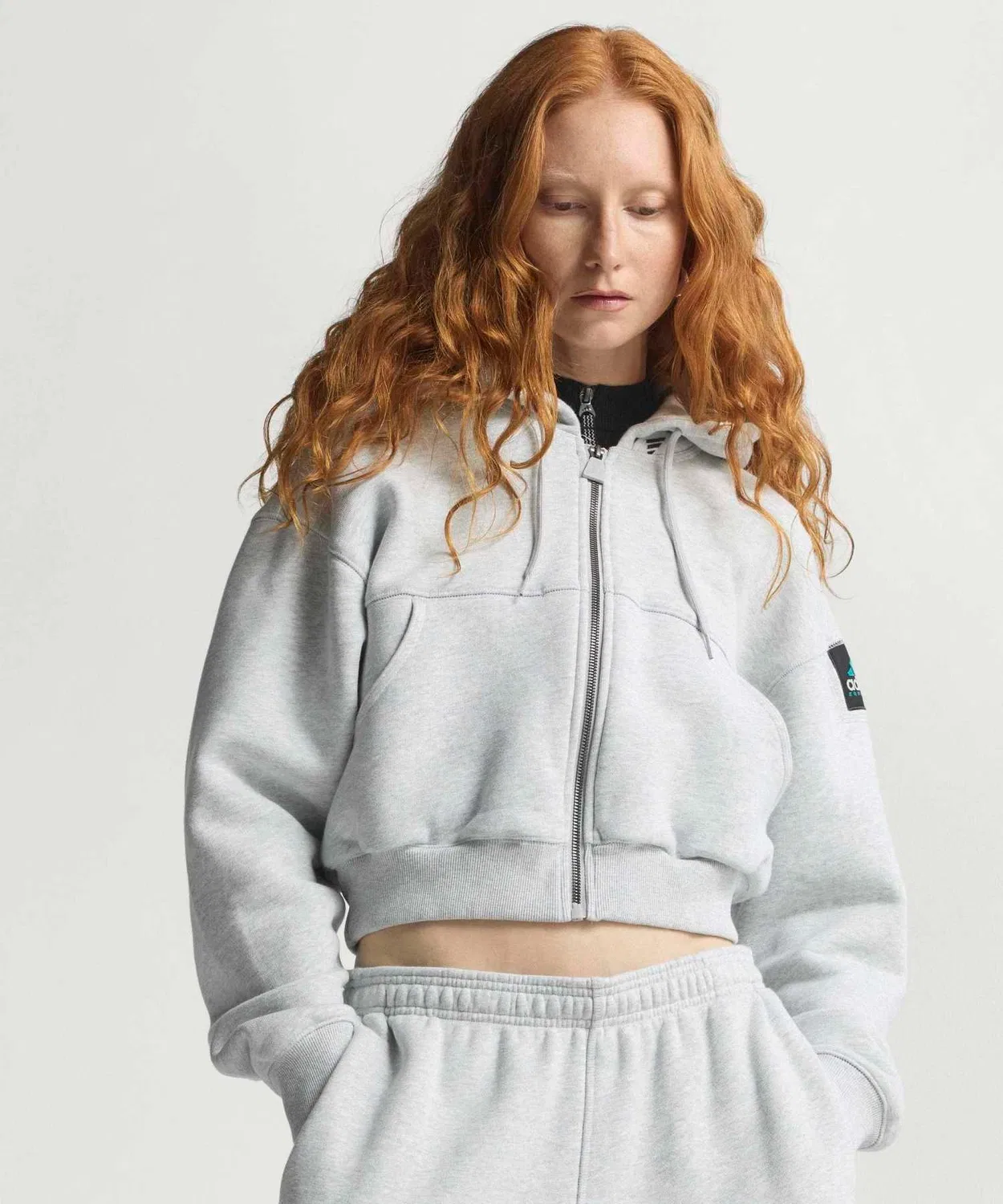 Кроп-худи EQT adidas Originals серое