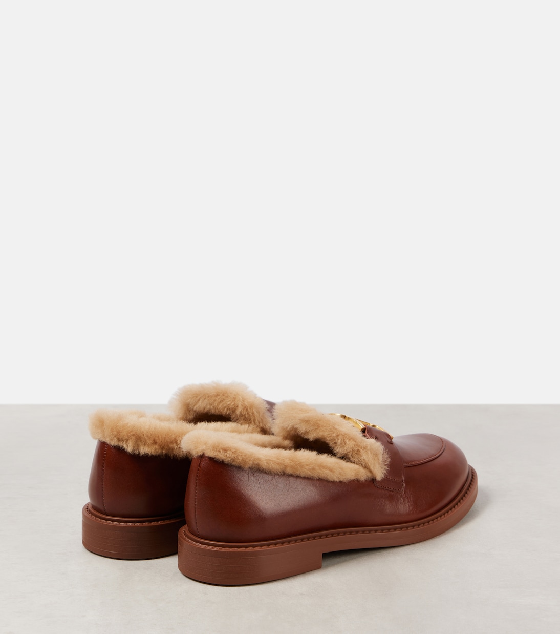 Кожаные мокасины Marcie с подкладкой из овчины Chloé, Cognac Brown — фото 2