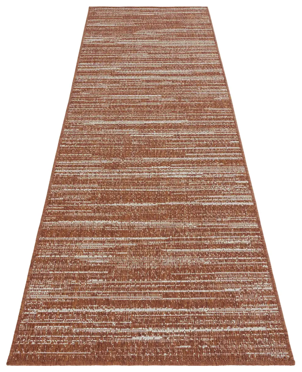 

ELLE DECORATION Runner "Mèlange", прямоугольный, плоского переплетения, для внутреннего и наружного использования, современный двусторонний ковер, балкон, гостиная 80х250 см, цвет cayenne