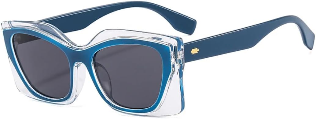 

Модные солнцезащитные очки разных цветов в квадратной оправе для женщин, с заклепками, для мужчин, для вождения и путешествий, популярные, с защитой от УФ-излучения UV400 TVTBBVV, Blue Gray