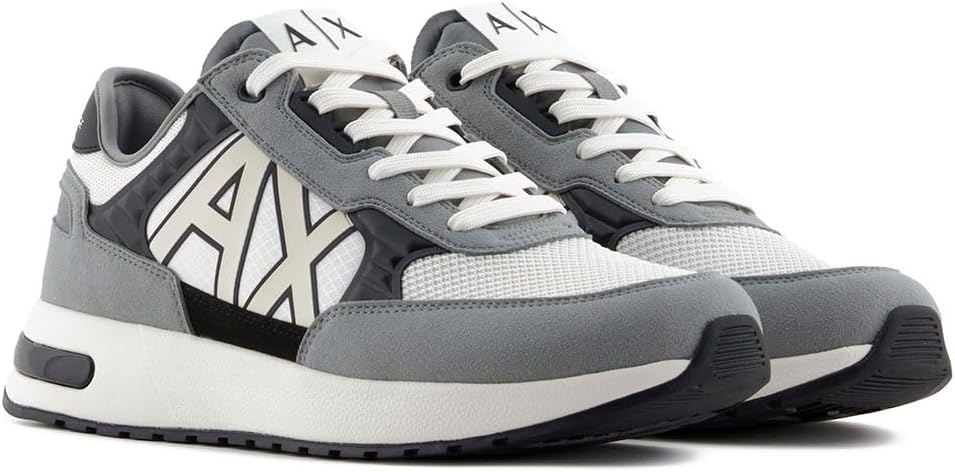 

Мужские кроссовки Armani Exchange Dusseldorf с тисненым геометрическим узором, слоновая кость/черный/серый