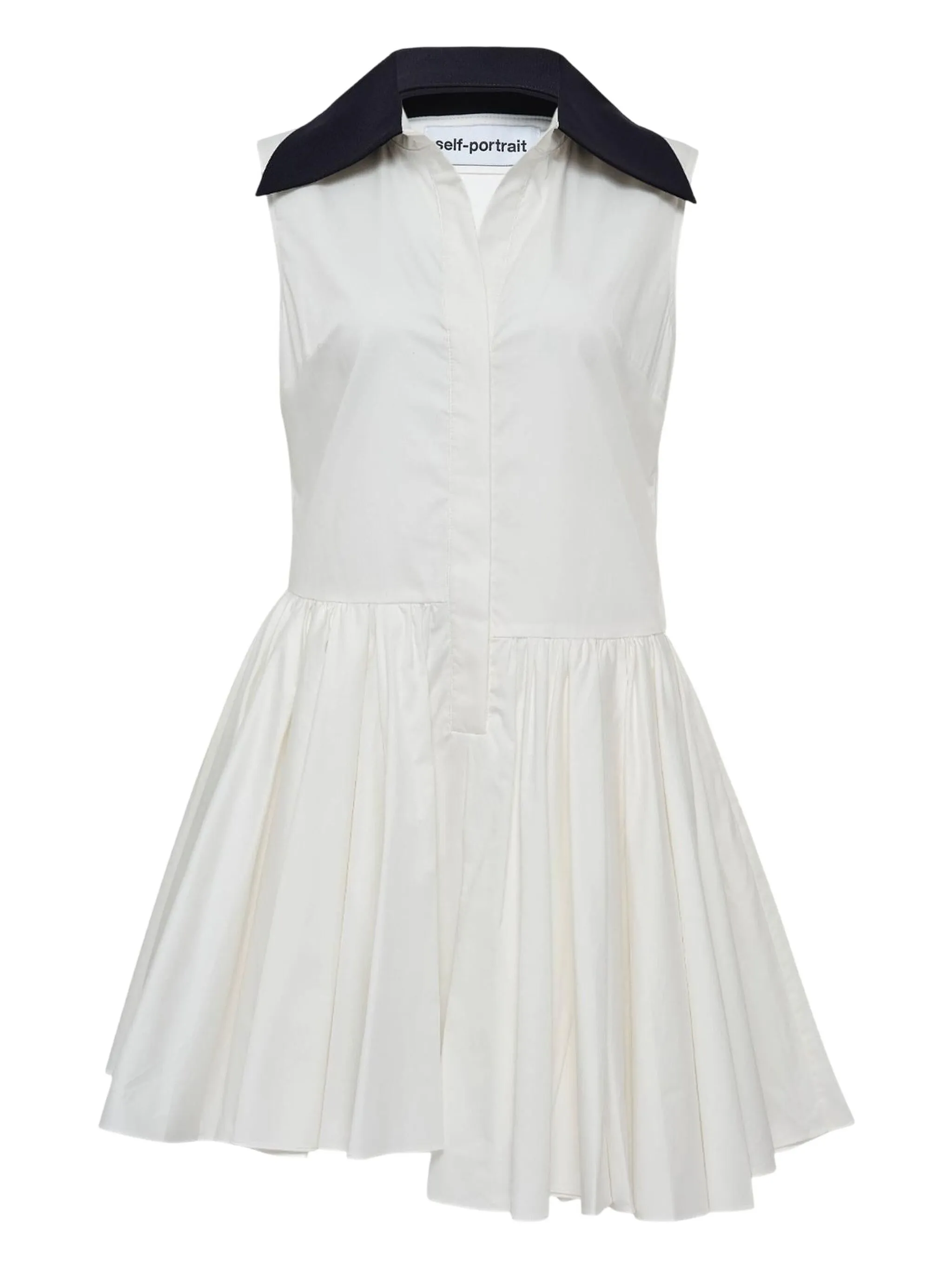 

Расклешенное платье с контрастным воротником Self-Portrait, белый