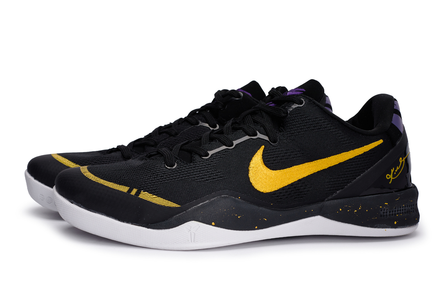Кроссовки Nike Kobe 8 противоскользящие износостойкие амортизирующие низкие унисекс черные золотые фиолетовые — фото 4