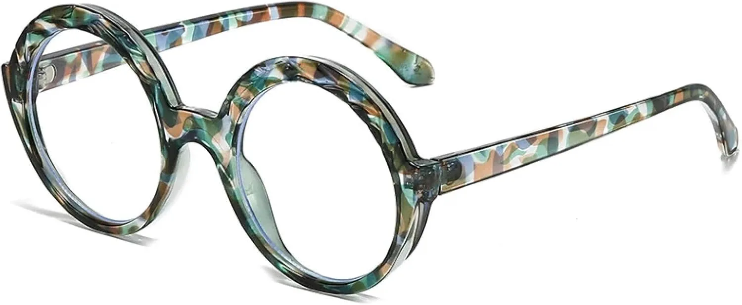 

Качественные винтажные круглые солнцезащитные очки для мужчин, роскошные большие солнцезащитные очки в стиле ретро для женщин TKKTLLT, Flowers Green Clear