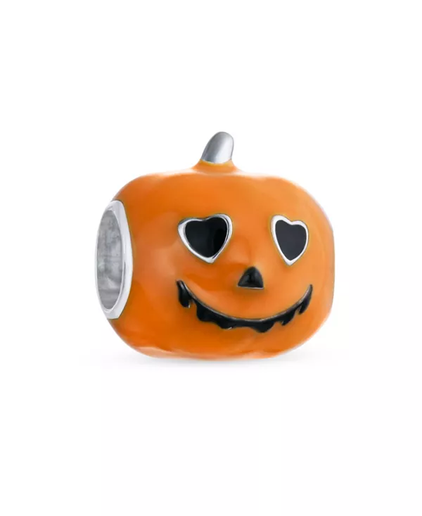 

Шарм в виде сердца в форме оранжевой тыквы на Хэллоуин, бусина, эмаль, стерлинговое серебро Bling Jewelry, orange