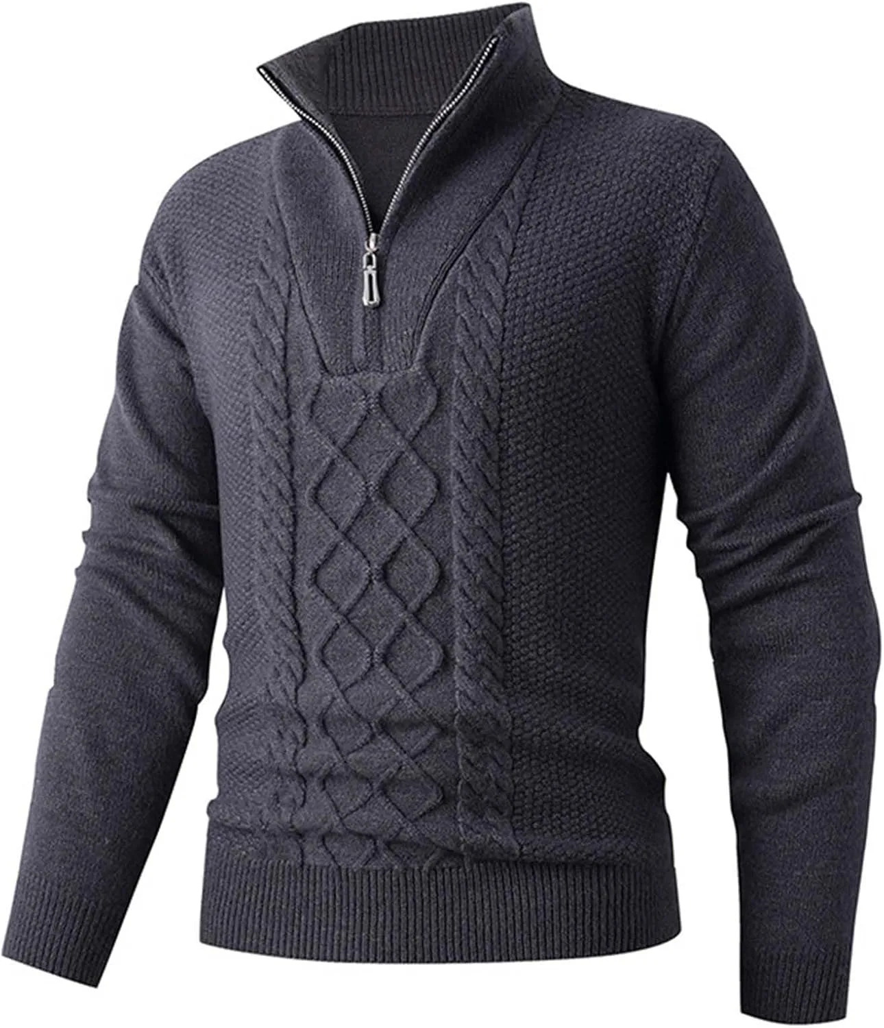 

Мужской тонкий свитер с воротником-стойкой и молнией на четверть