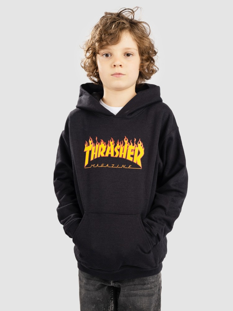 Толстовка Thrasher Flame Kids Kids Hoodie, black