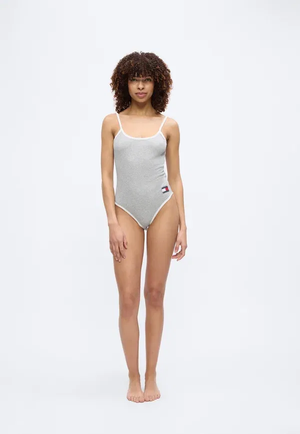 Боди Tommy Hilfiger Heritage logo ribbed scoop back bodysuit, светло-серый меланж — фото 3