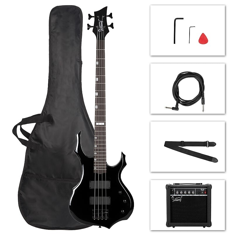 

Басс гитара Glarry Black Burning Fire Electric Bass Guitar HH Pickups + 20W Amplifier