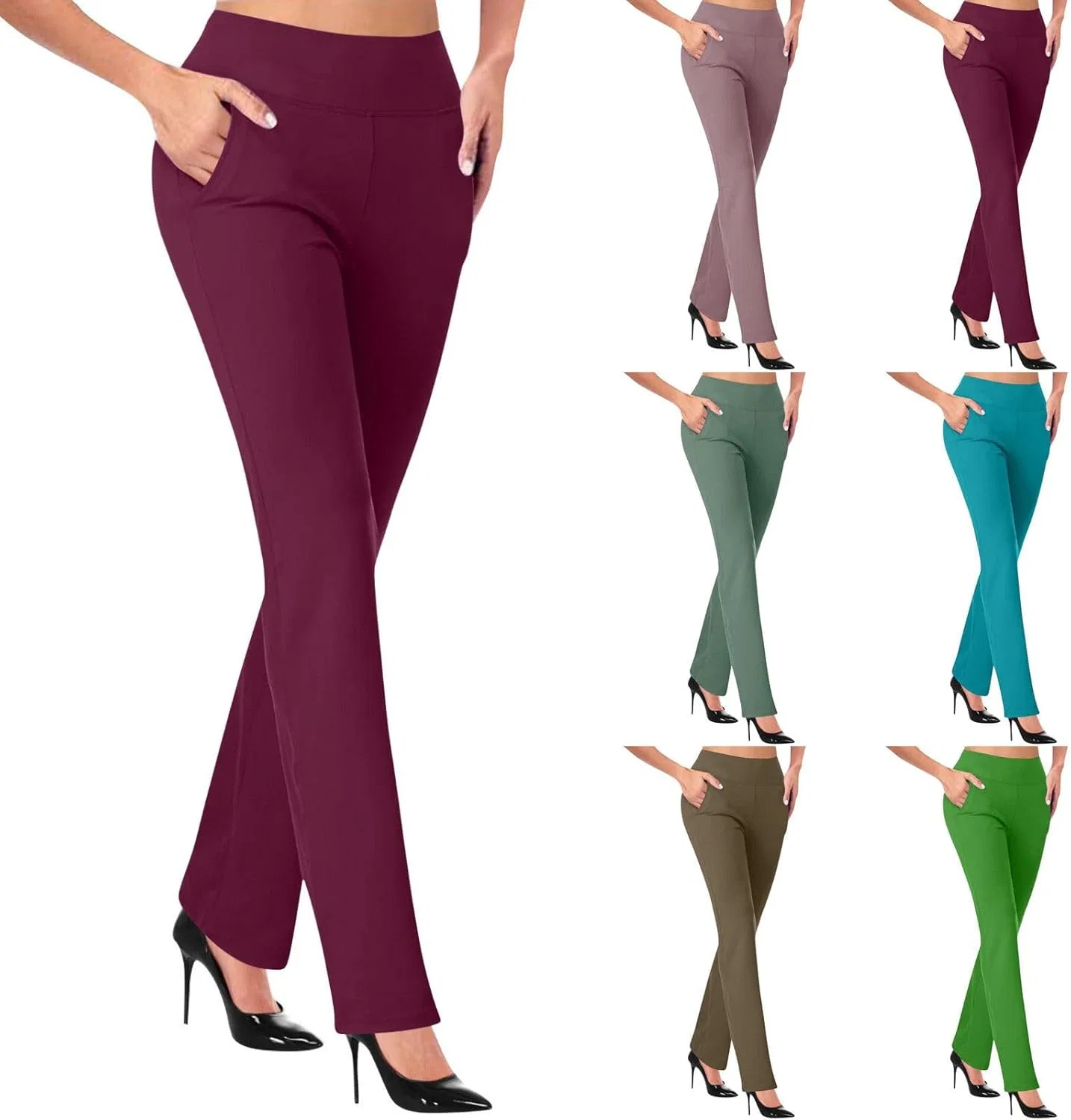 Женские брюки с высокой талией, клеш, 4-way stretch, Generic, Gn1-1 — фото 2