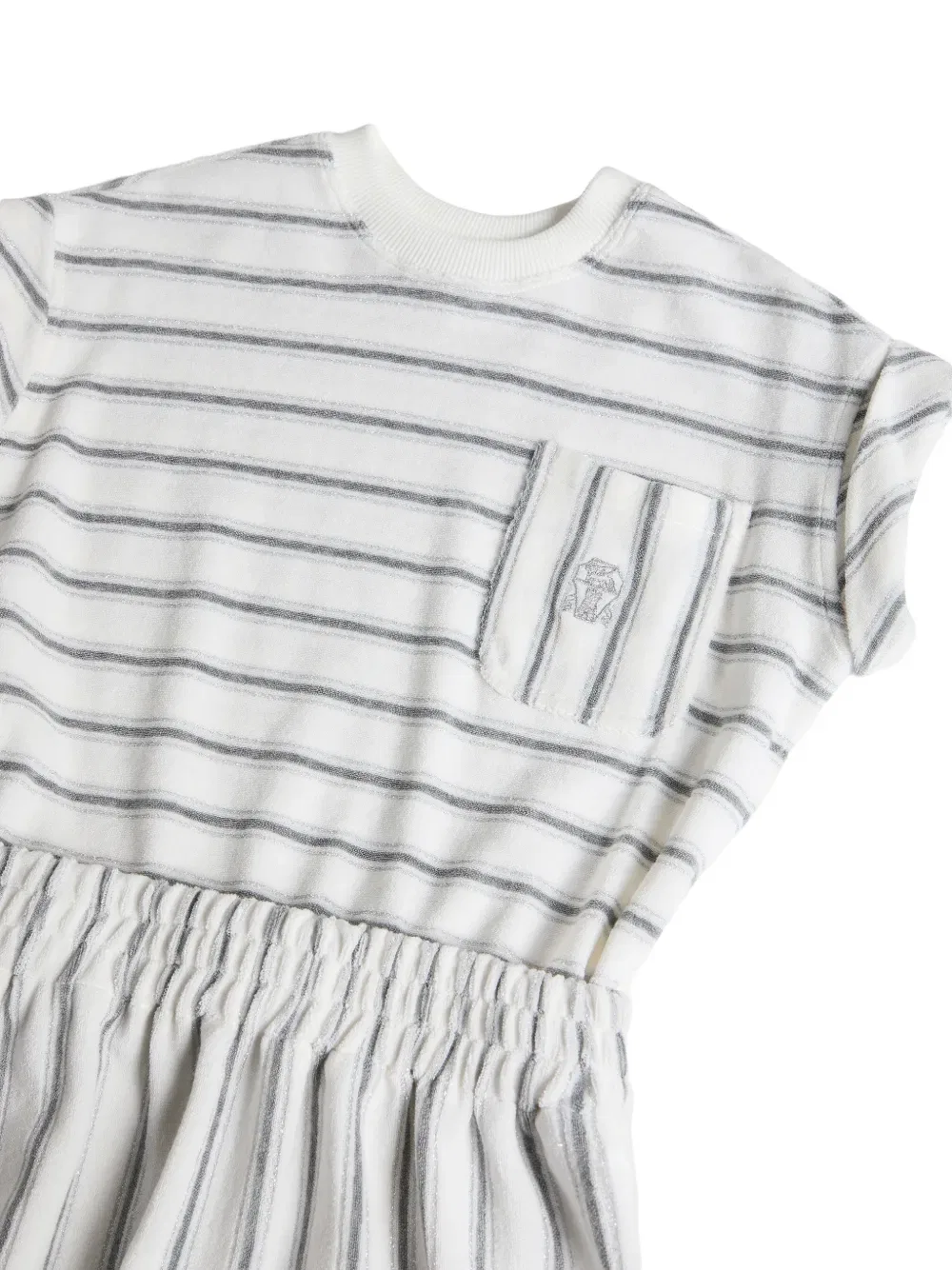 Платье из полосатого трикотажа Brunello Cucinelli Kids, белый — фото 3